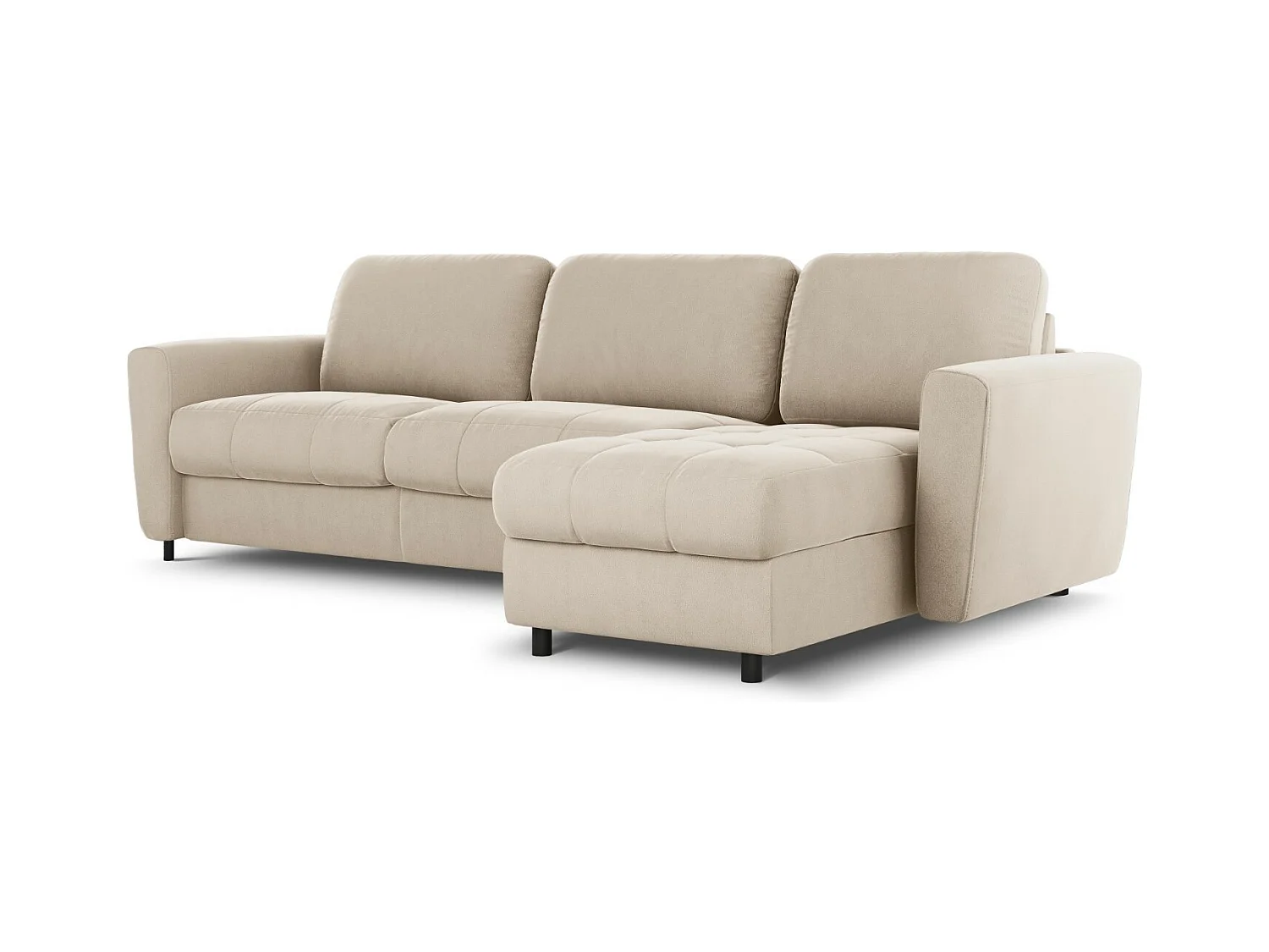 CXL by Christian Lacroix - 5-Sitzer ausklappbares Ecksofa rechts mit Container "Audra" Sitzer aus Samt beige - 290x170x88cm