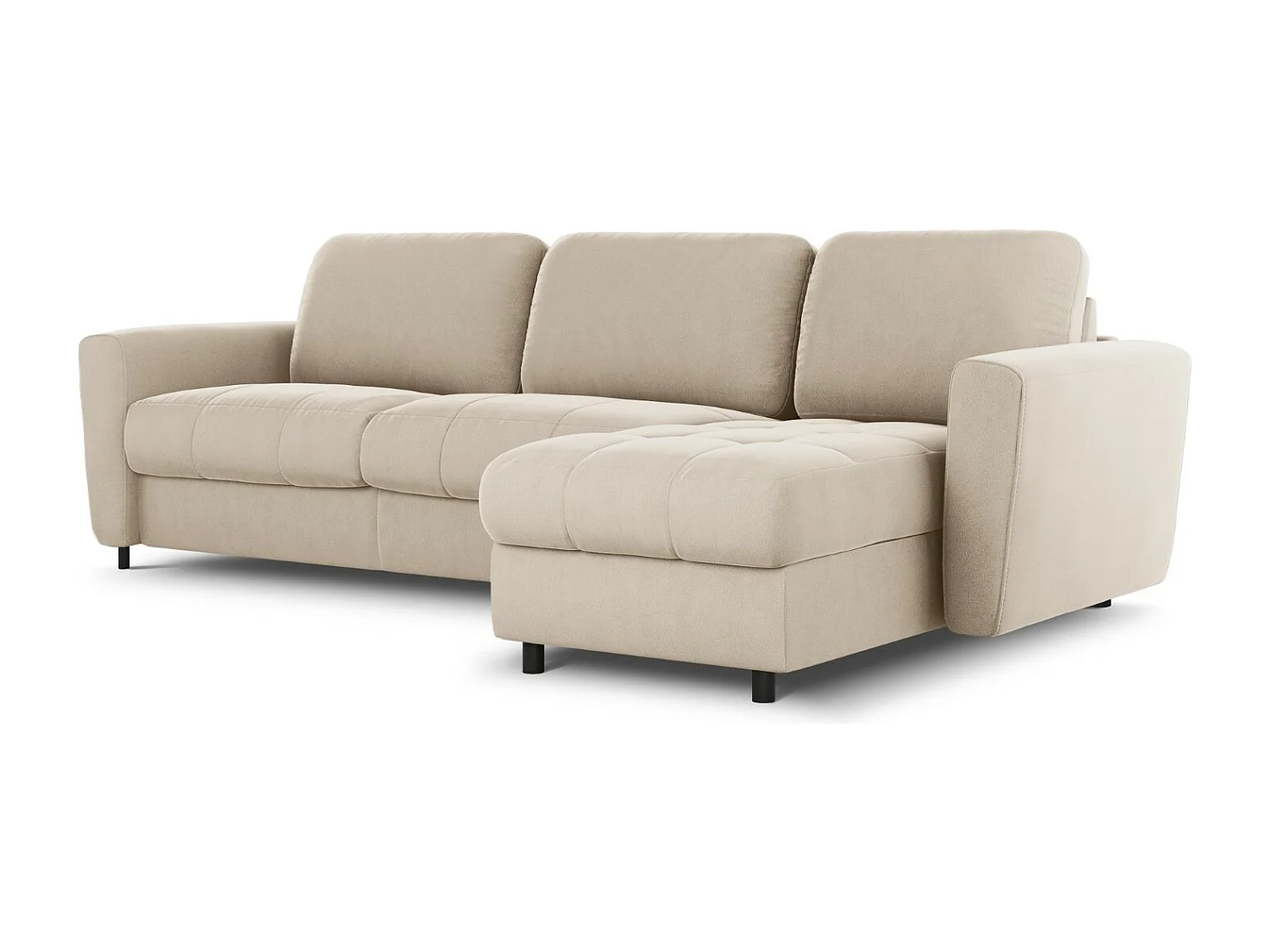 CXL by Christian Lacroix - 5-Sitzer ausklappbares Ecksofa rechts mit Container "Audra" Sitzer aus Samt beige - 290x170x88cm