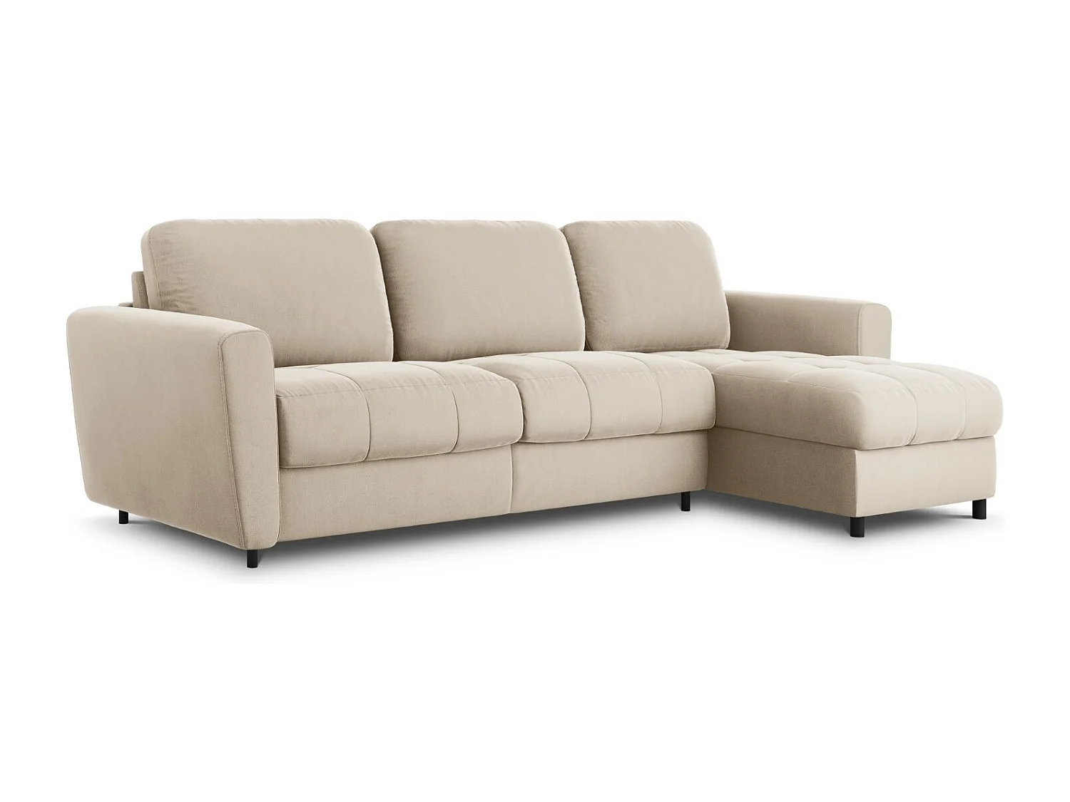 CXL by Christian Lacroix - 5-Sitzer ausklappbares Ecksofa rechts mit Container "Audra" Sitzer aus Samt beige - 290x170x88cm