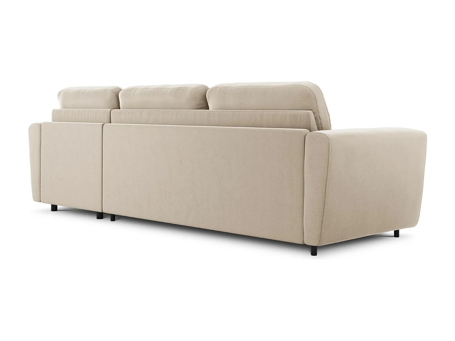 CXL by Christian Lacroix - 5-Sitzer ausklappbares Ecksofa rechts mit Container "Audra" Sitzer aus Samt beige - 290x170x88cm