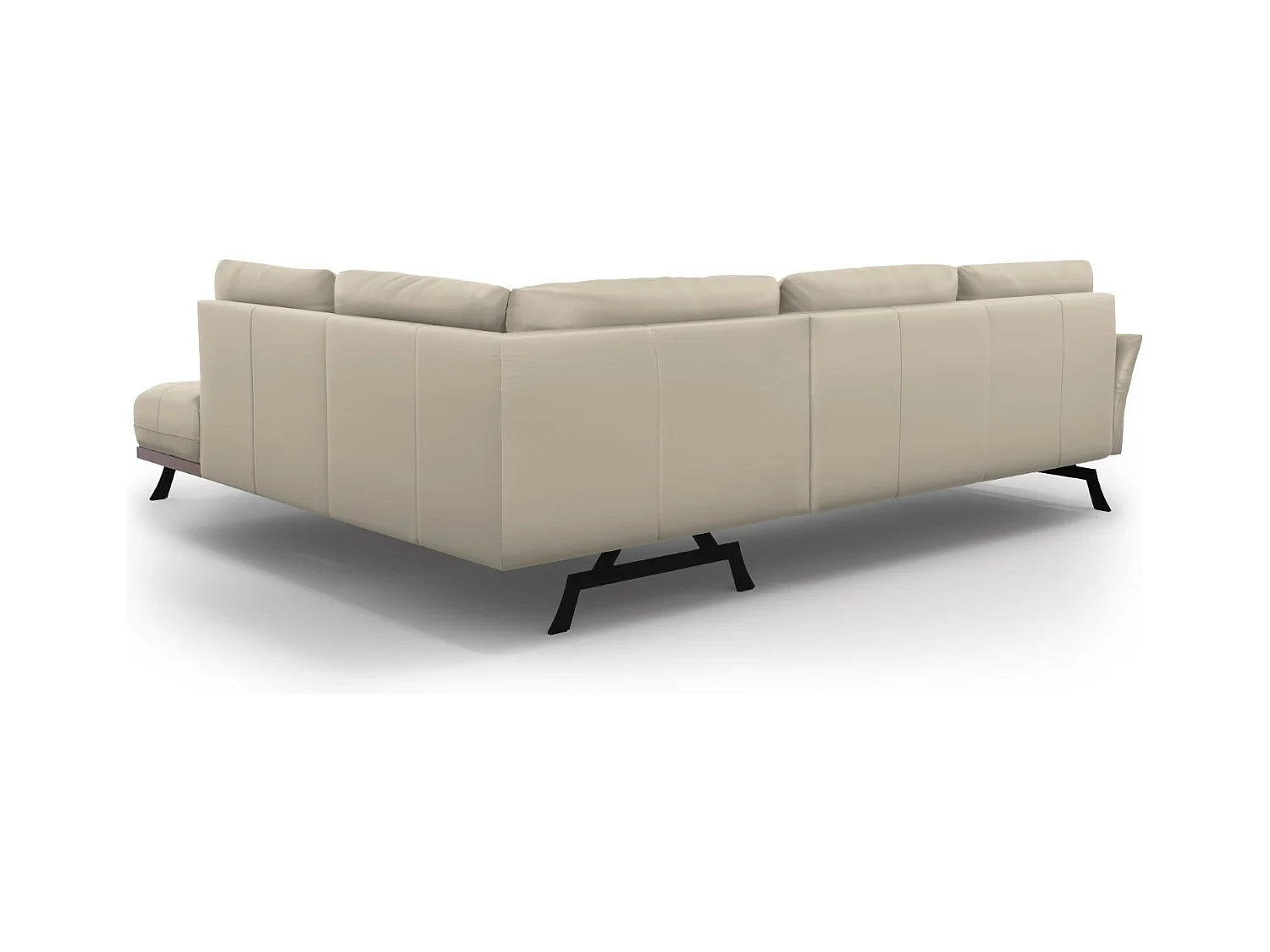 CXL by Christian Lacroix - Canapé d'angle droit convertible "Olivier" 5 places en cuir véritable gris clair - 262x204x87cm