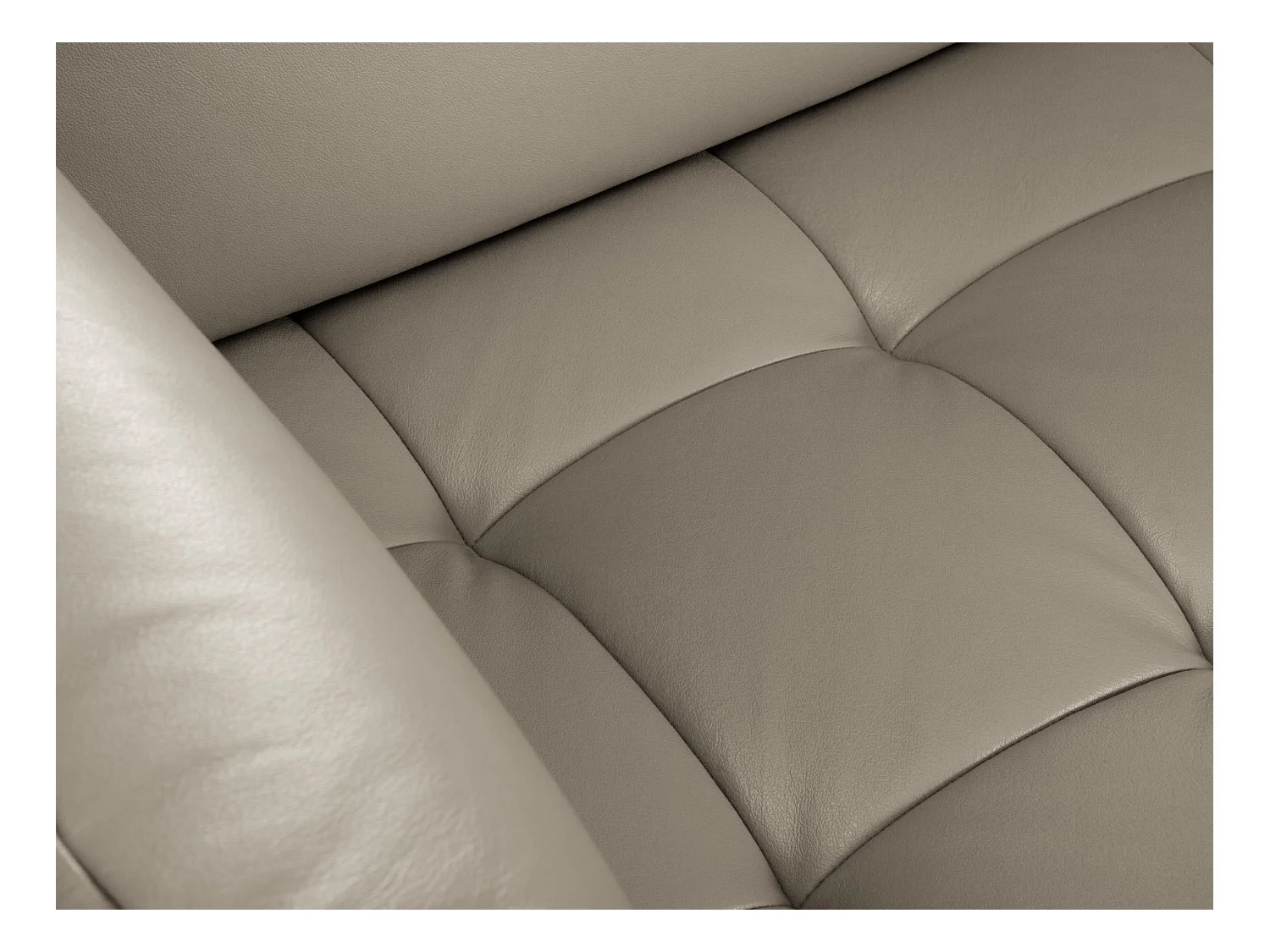 CXL by Christian Lacroix - Canapé d'angle droit convertible "Olivier" 5 places en cuir véritable gris clair - 262x204x87cm