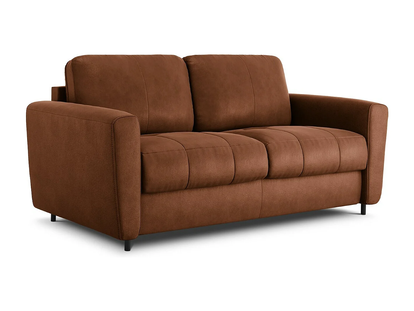 CXL by Christian Lacroix - Canapé convertible "Audra" 3 places en cuir véritable marron - 192x101x88cm