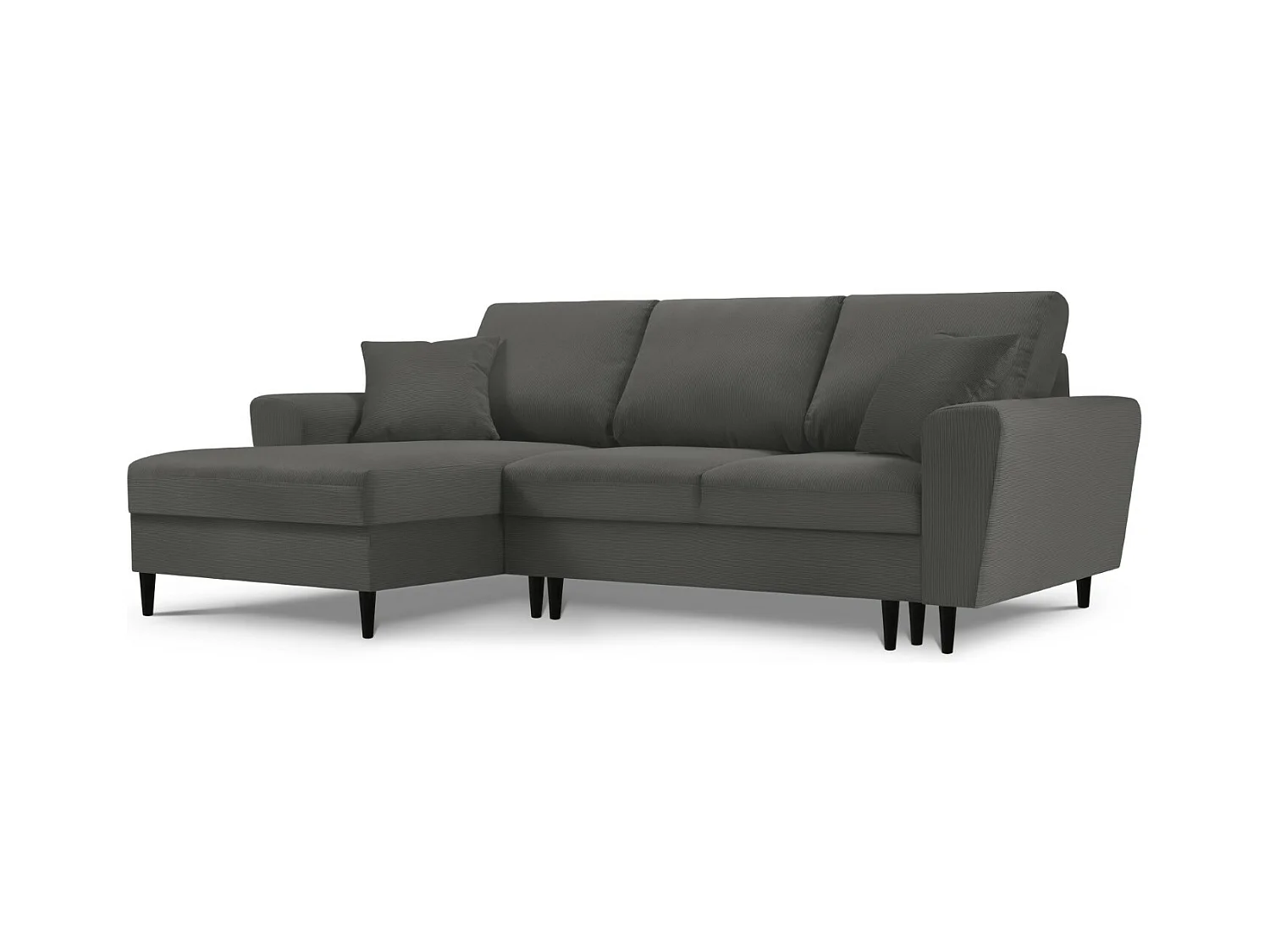 Cosmopolitan Design - Canapé d'angle gauche convertible avec coffre de rangement "Kyoto" 4 places en velours côtelé gris - 241x145x88cm