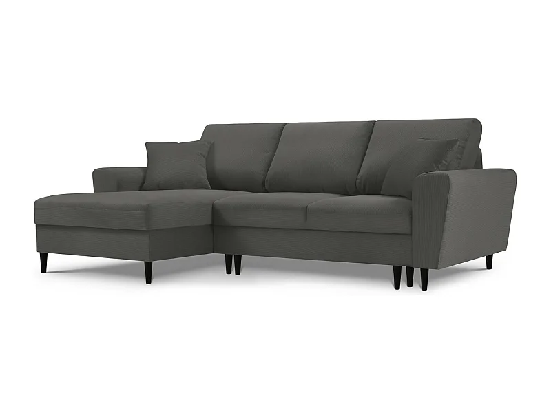 Cosmopolitan Design - Narożnik lewy rozkładany ze schowkiem, "Kyoto" 4 miejsca sztruks, szary - 241x145x88cm