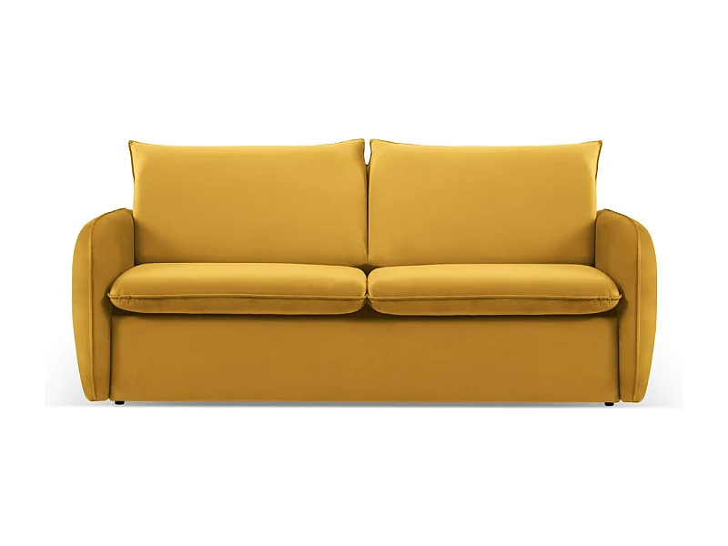 Cosmopolitan Design - 2-Sitzer ausklappbares Sofa "Vienna" aus Samt gelb - 194x102x92cm
