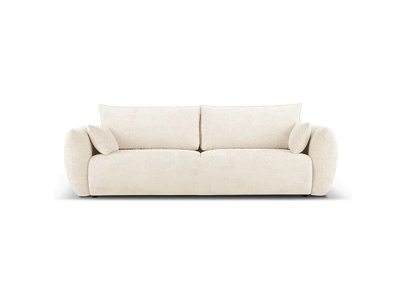 Cosmopolitan Design - 3-Sitzer ausklappbares Sofa mit Bettkasten "Matera" aus Chenille-Stoff leichtes beige - 240x108x86cm