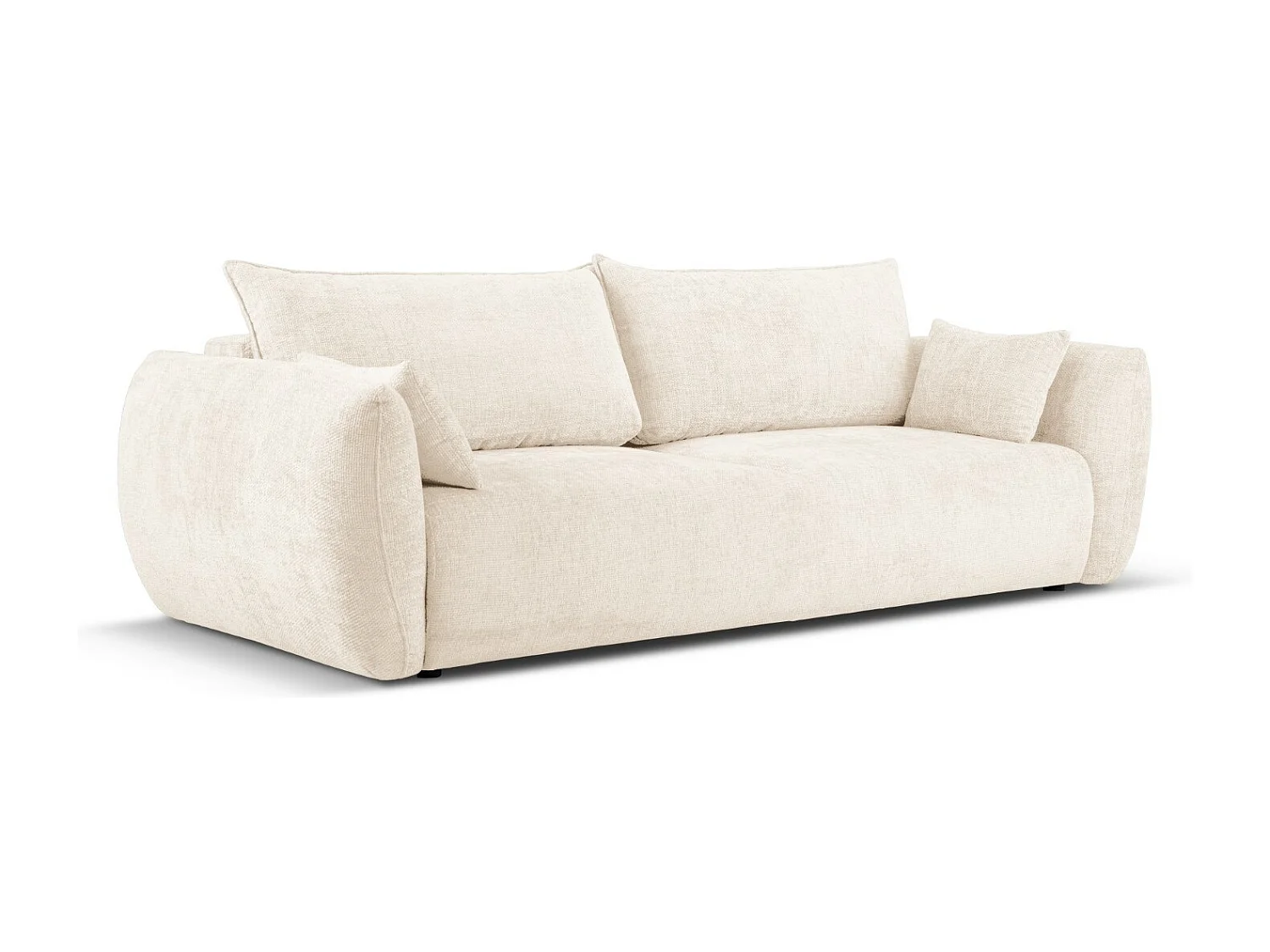 Cosmopolitan Design - Sofá cama con baúl de almacenaje "Matera" 3 plazas de tejido chenilla beige claro - 240x108x86cm