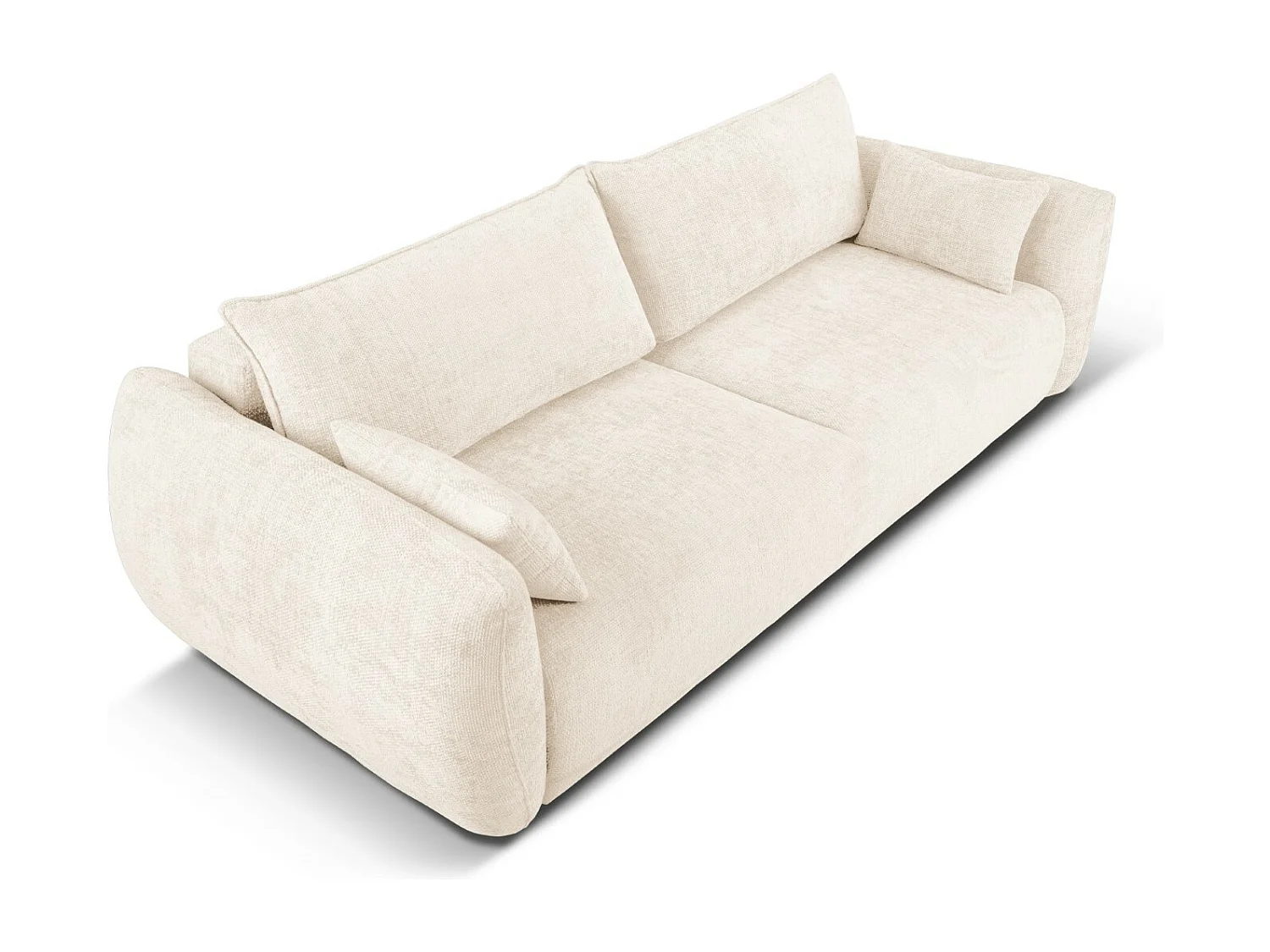 Cosmopolitan Design - Canapé convertible avec coffre de rangement "Matera" 3 places en chenille beige clair - 240x108x86cm