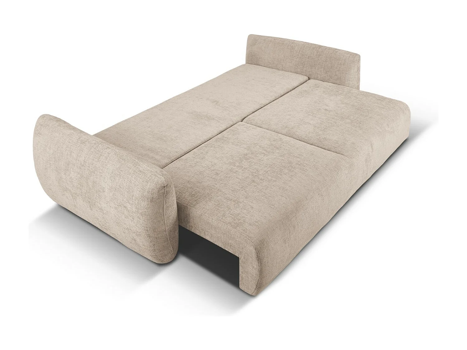 Cosmopolitan Design - Sofa z funkcją spania ze schowkiem, "Matera" 3 miejsca szenil, beż - 240x108x86cm
