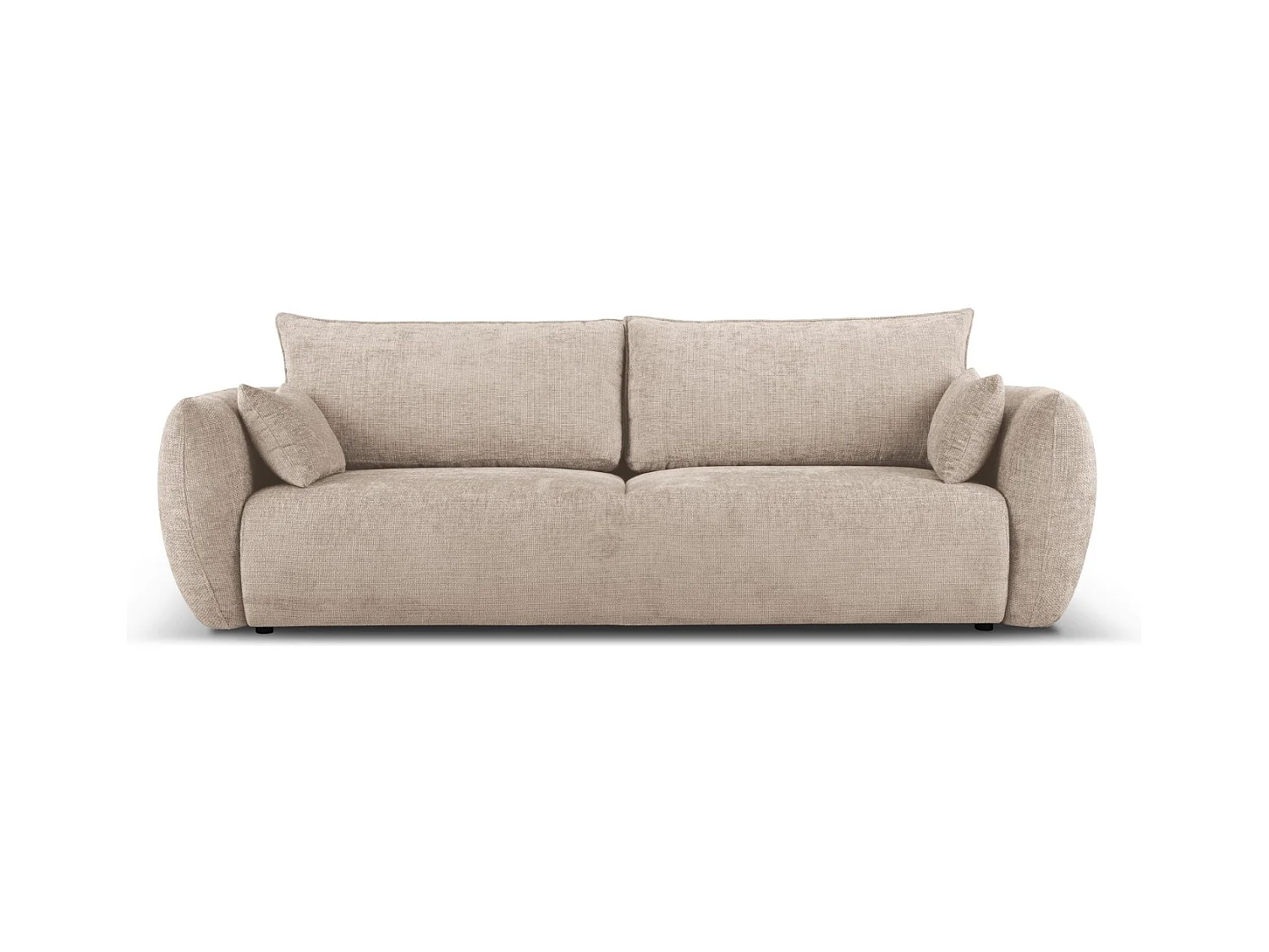 Cosmopolitan Design - Canapé convertible avec coffre de rangement "Matera" 3 places en chenille beige - 240x108x86cm