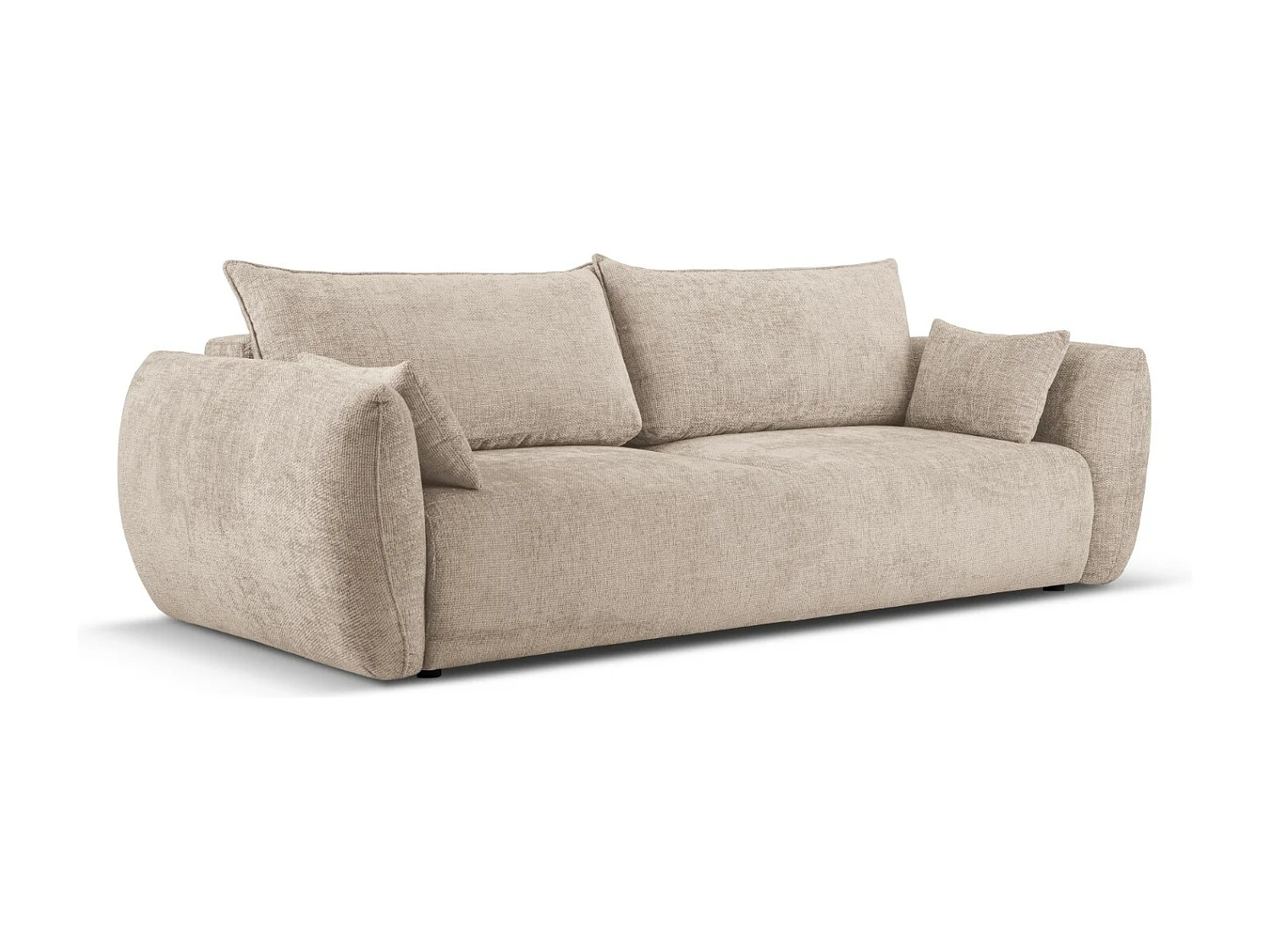 Cosmopolitan Design - Canapé convertible avec coffre de rangement "Matera" 3 places en chenille beige - 240x108x86cm