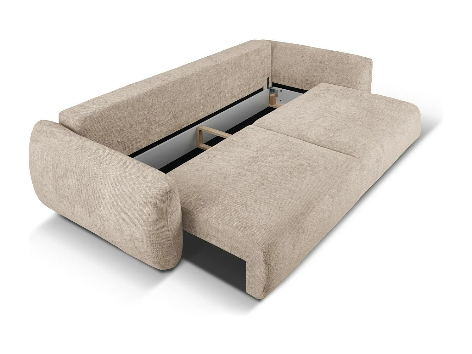 Cosmopolitan Design - Canapé convertible avec coffre de rangement "Matera" 3 places en chenille beige - 240x108x86cm