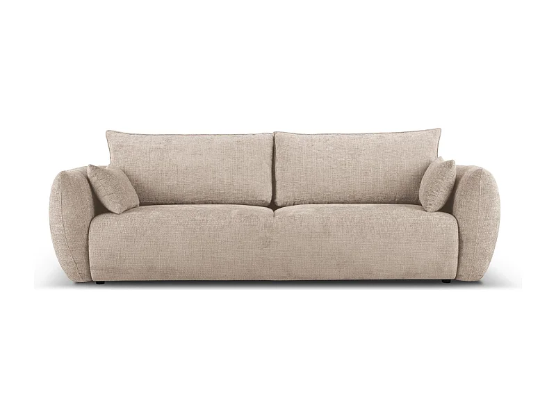 Cosmopolitan Design - Sofa z funkcją spania ze schowkiem, "Matera" 3 miejsca szenil, beż - 240x108x86cm