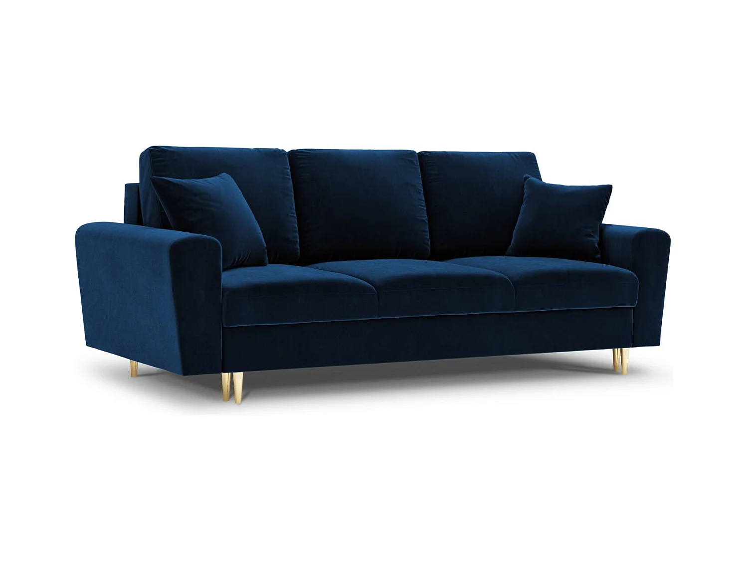 Cosmopolitan Design - Canapé convertible avec coffre de rangement "Kyoto" 3 places en velours bleu roi - 235x100x88cm