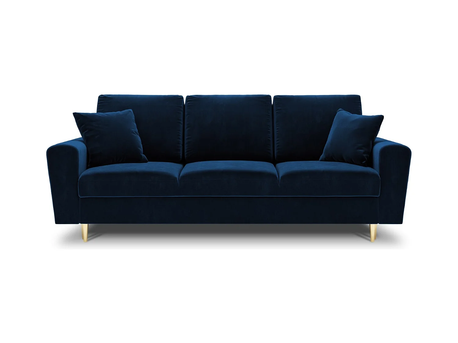 Cosmopolitan Design - 3-Sitzer ausklappbares Sofa mit Bettkasten "Kyoto" aus Samt königsblau - 235x100x88cm