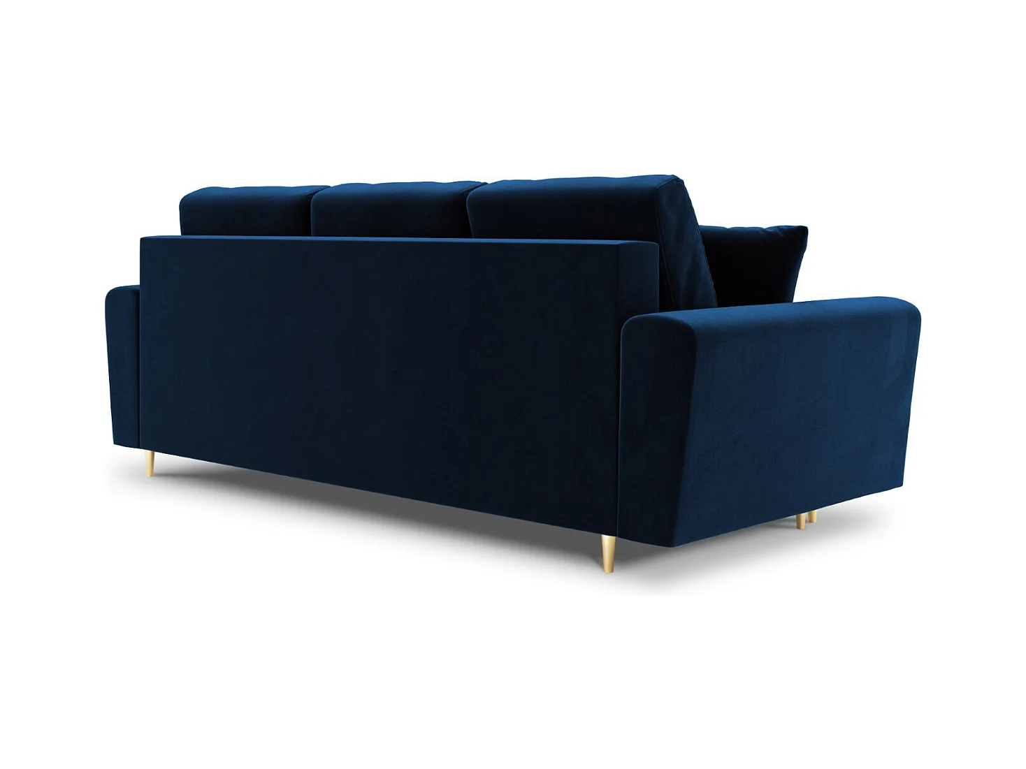 Cosmopolitan Design - 3-Sitzer ausklappbares Sofa mit Bettkasten "Kyoto" aus Samt königsblau - 235x100x88cm