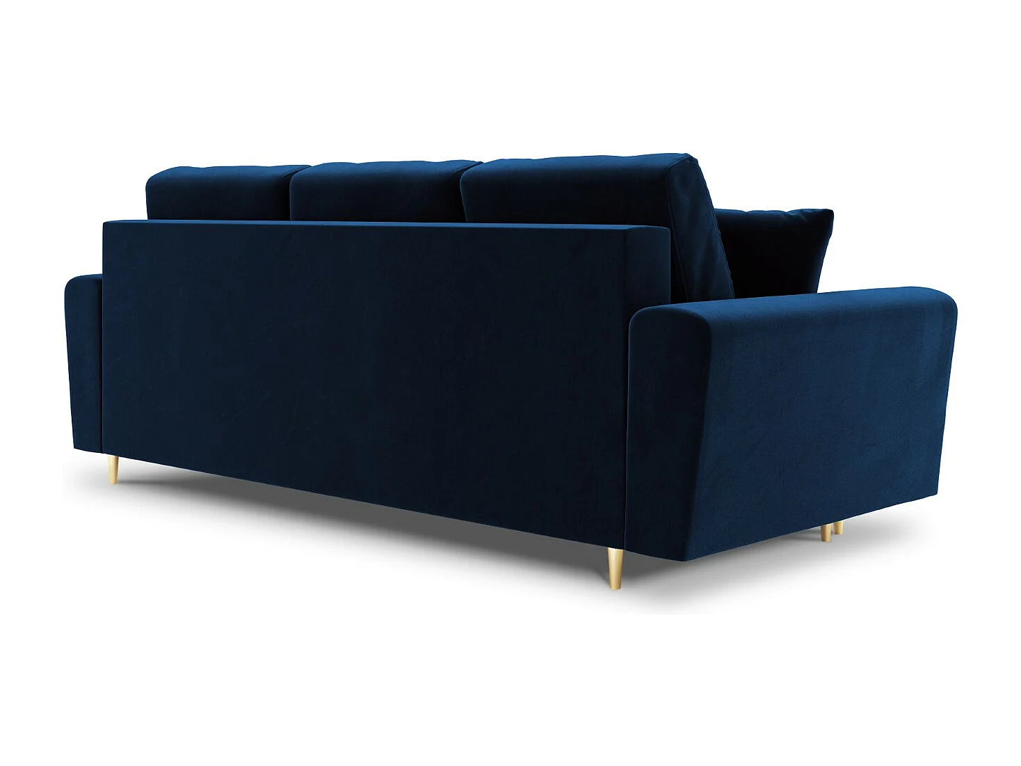 Cosmopolitan Design - Canapé convertible avec coffre de rangement "Kyoto" 3 places en velours bleu roi - 235x100x88cm