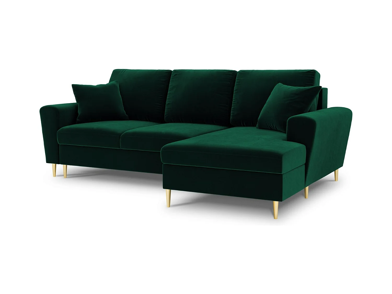 Cosmopolitan Design - Canapé d'angle droit convertible avec coffre de rangement "Kyoto" 4 places en velours vert bouteille - 241x145x88cm