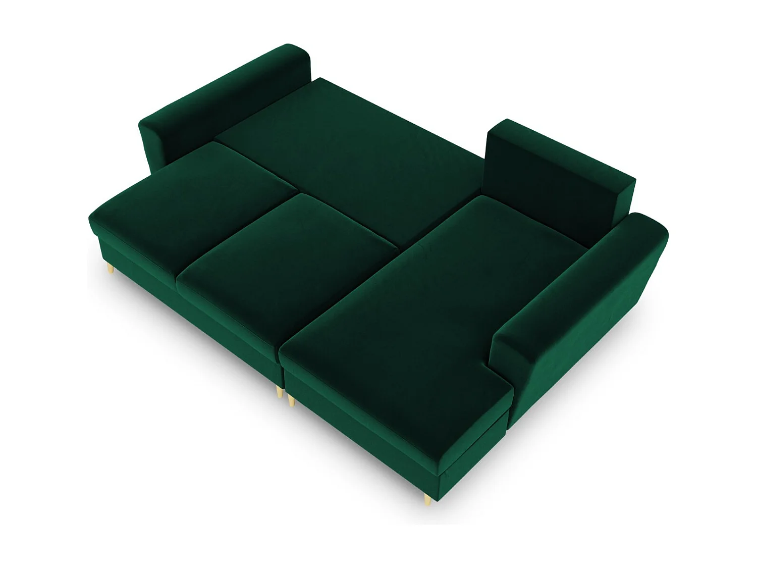 Cosmopolitan Design - Canapé d'angle droit convertible avec coffre de rangement "Kyoto" 4 places en velours vert bouteille - 241x145x88cm