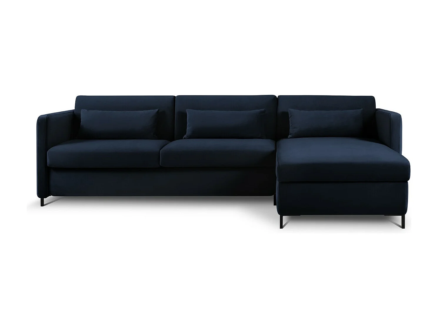 CXL by Christian Lacroix - Canapé d'angle droit convertible "Yanis" 4 places en velours bleu roi - 260x170x80cm