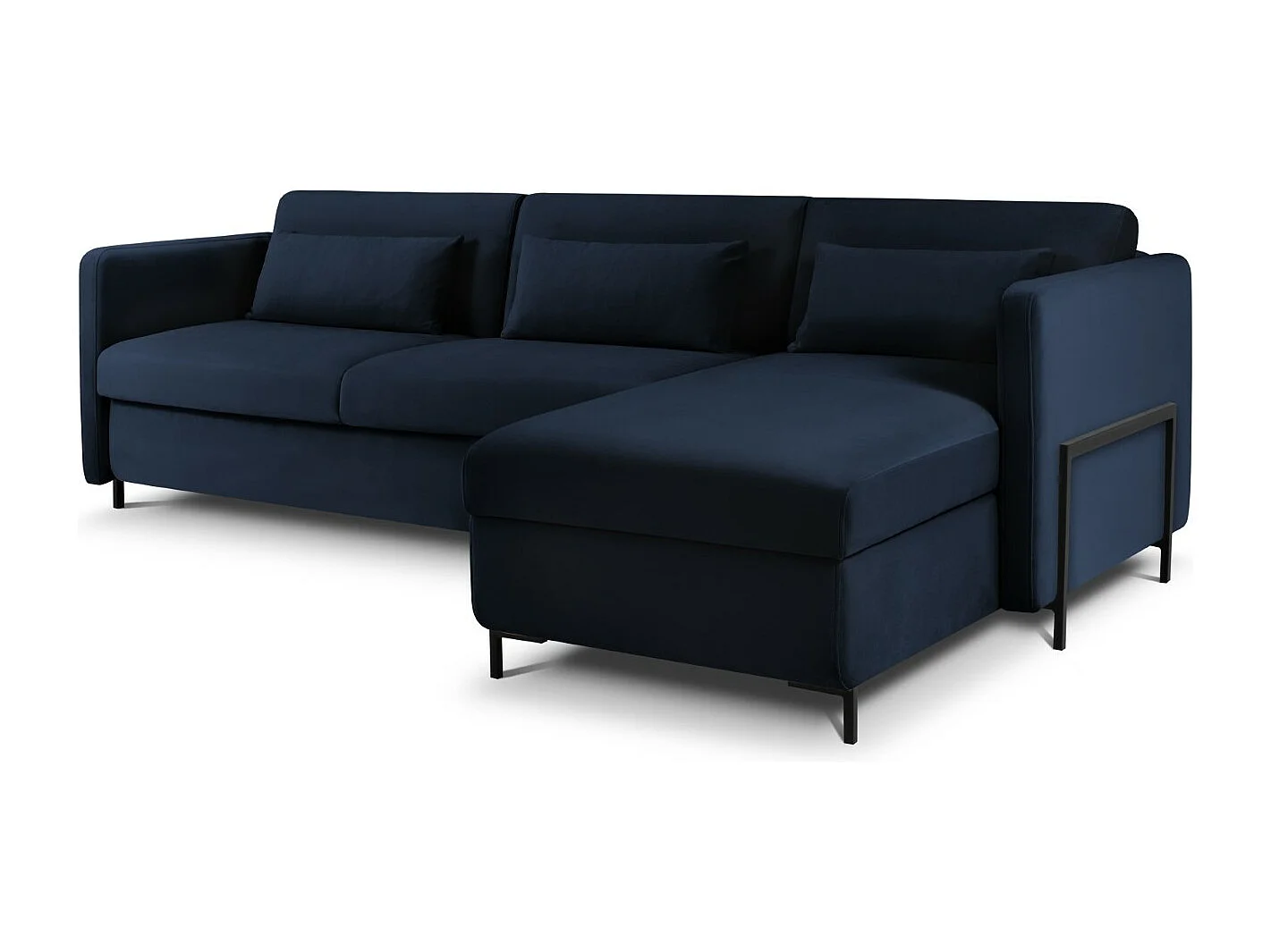 CXL by Christian Lacroix - Canapé d'angle droit convertible "Yanis" 4 places en velours bleu roi - 260x170x80cm