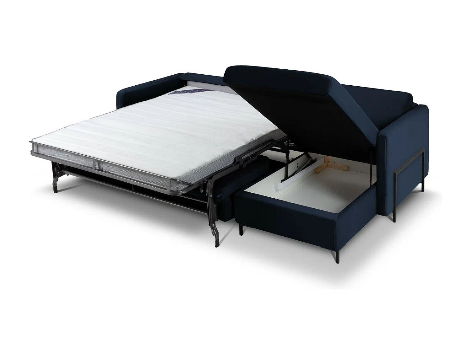 CXL by Christian Lacroix - Canapé d'angle droit convertible "Yanis" 4 places en velours bleu roi - 260x170x80cm