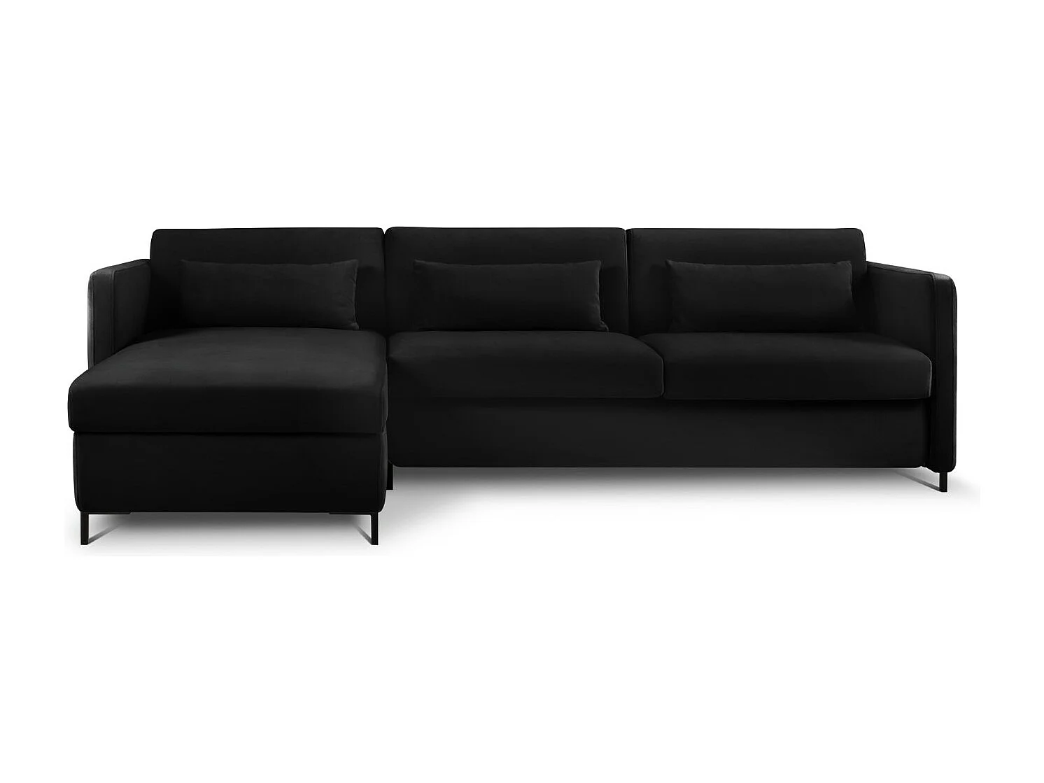 CXL by Christian Lacroix - 4-Sitzer ausklappbares Ecksofa links "Yanis" Sitzer aus Samt schwarz - 260x170x80cm