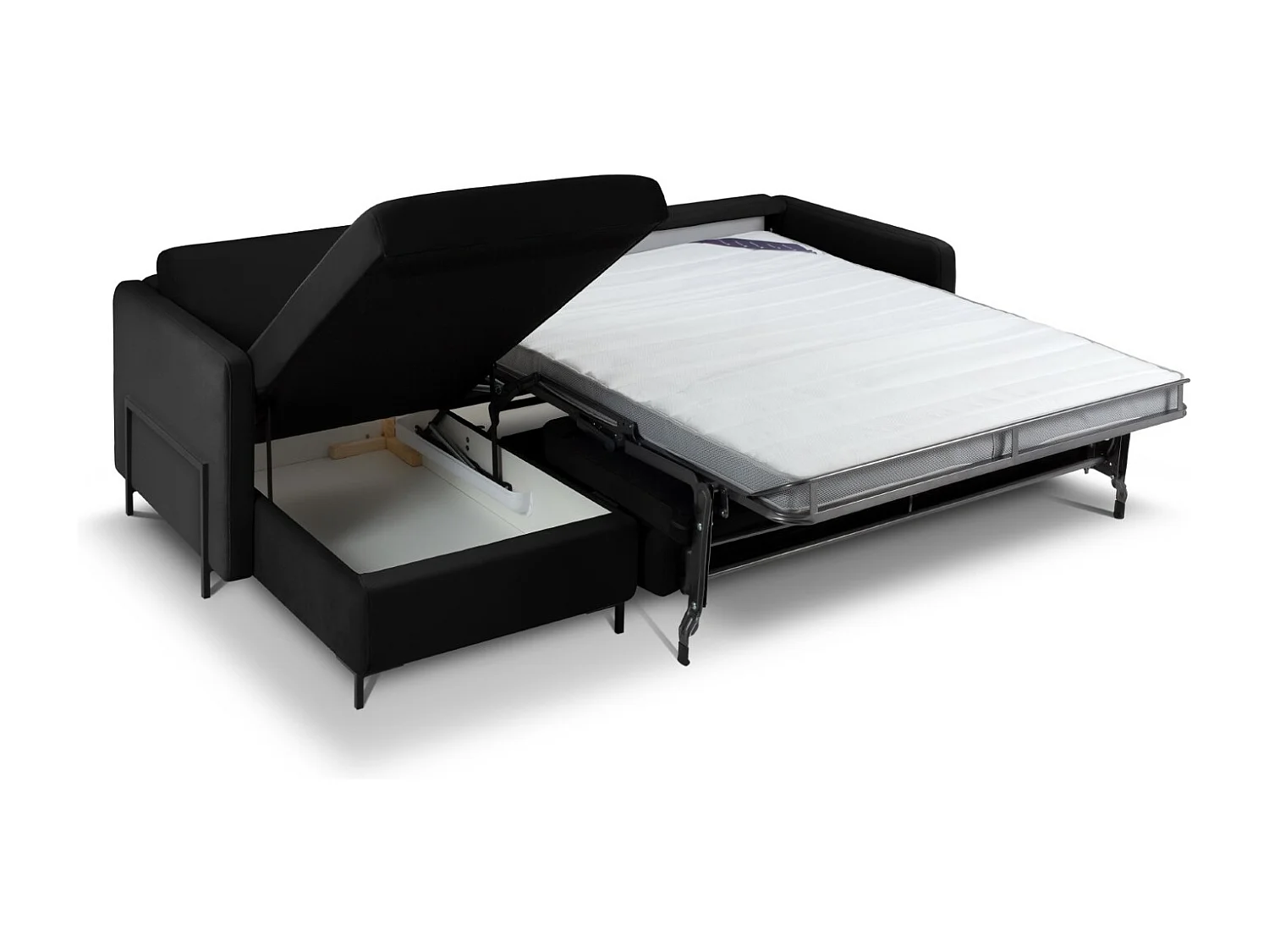 CXL by Christian Lacroix - Canapé d'angle gauche convertible "Yanis" 4 places en velours noir - 260x170x80cm