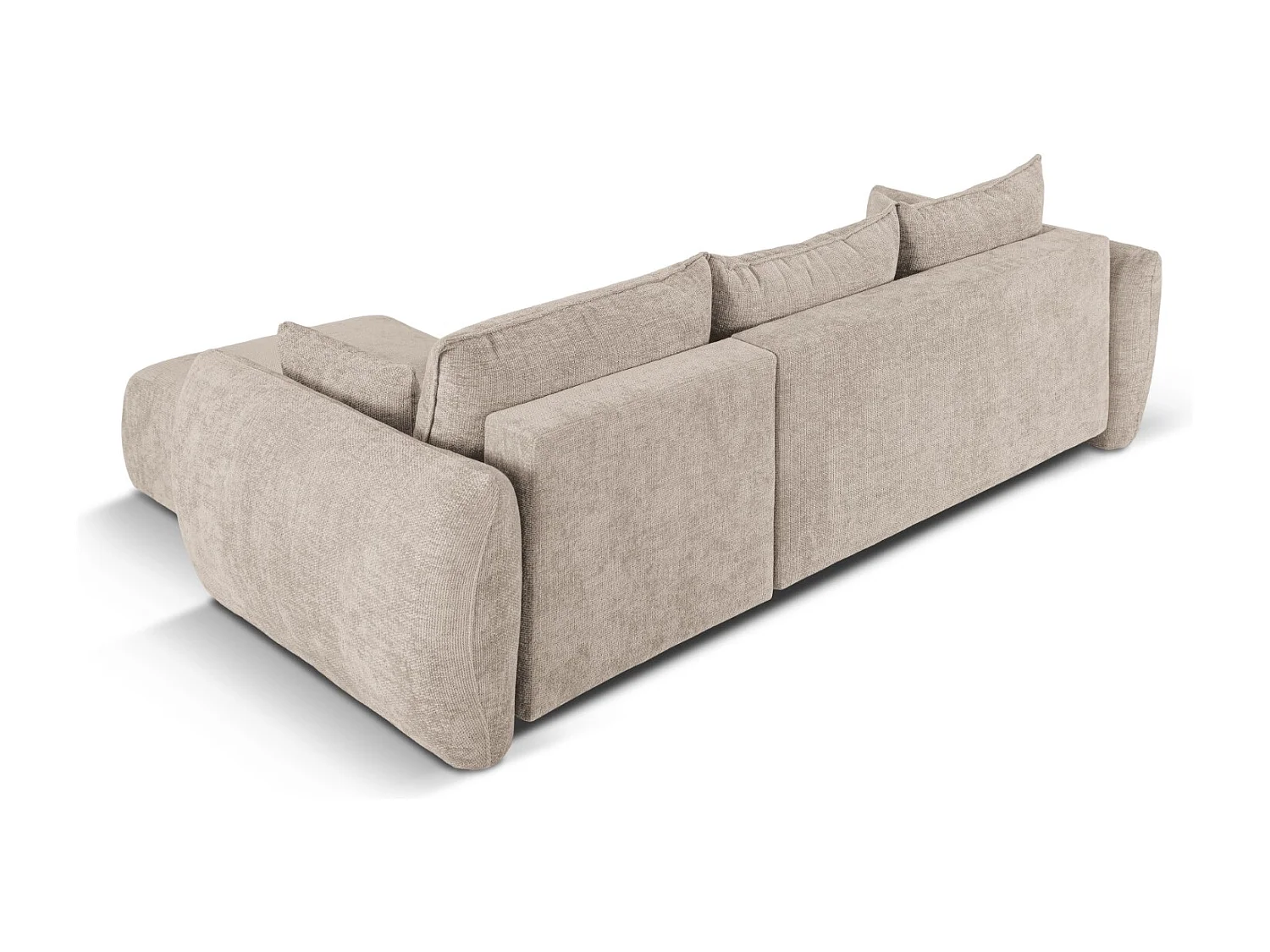 Cosmopolitan Design - Divano convertibile angolare destro con contenitore "Matera" 4 posti in ciniglia beige - 253x173x86cm