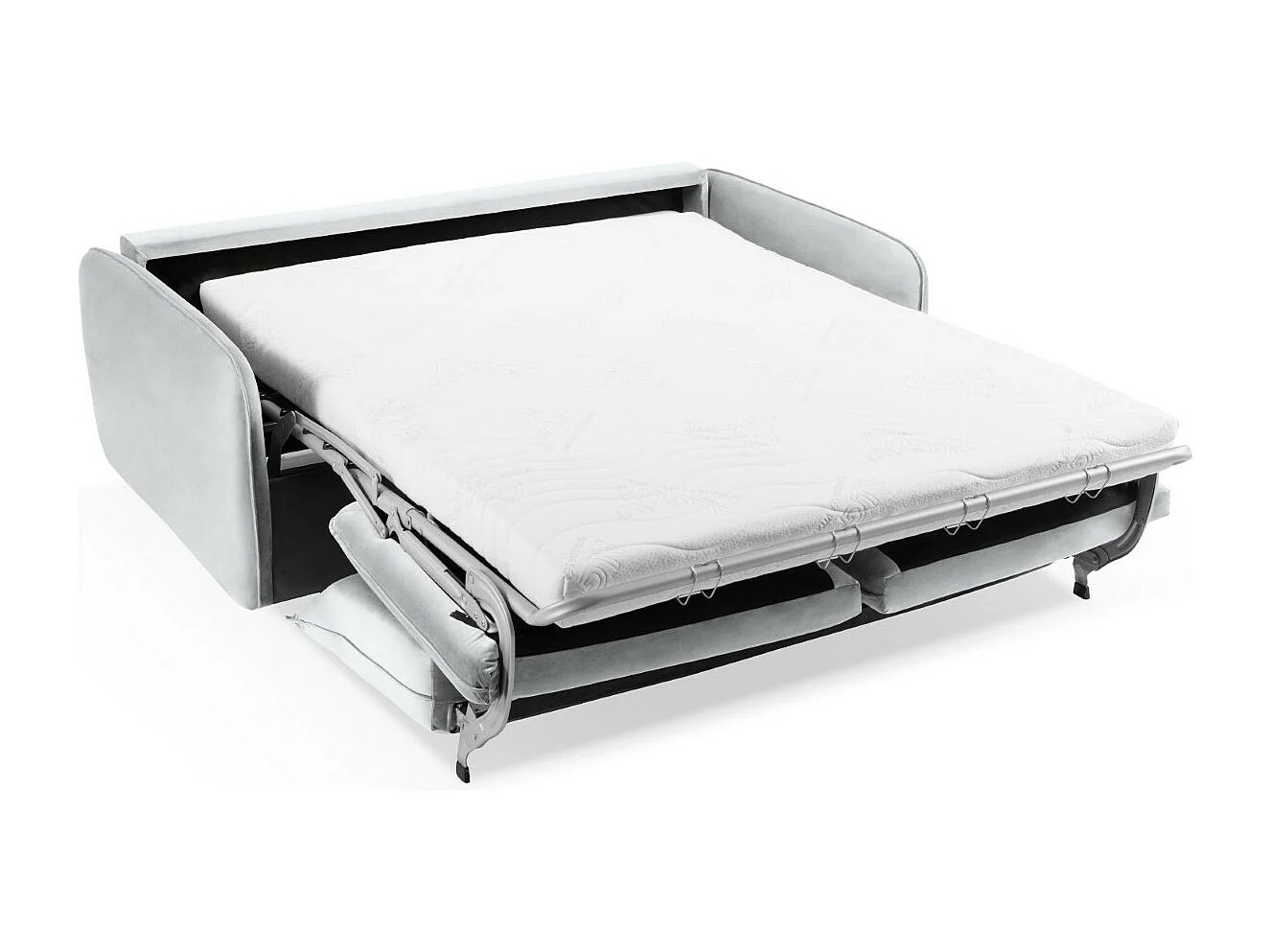 Cosmopolitan Design - Sofa z funkcją spania, "Vienna" 3 miejsca welur, srebrny - 214x102x92cm