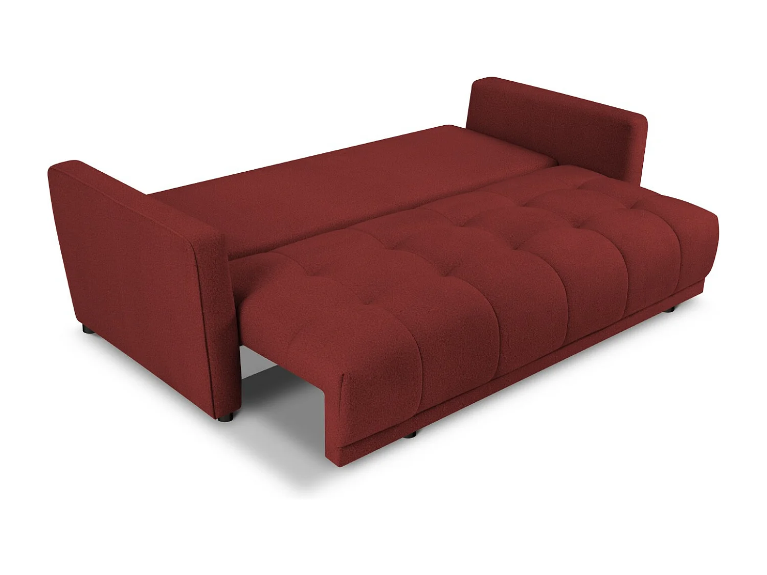 Cosmopolitan Design - Canapé convertible avec coffre de rangement "Madrid" 3 places en tissu structurel rouge - 230x104x88cm