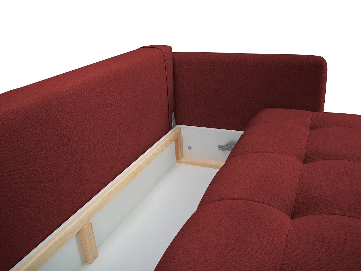 Cosmopolitan Design - Canapé convertible avec coffre de rangement "Madrid" 3 places en tissu structurel rouge - 230x104x88cm