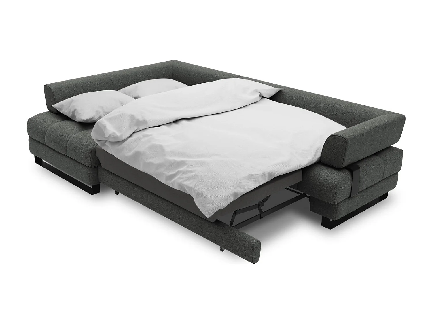 Cosmopolitan Design - Uitklapbare hoekbank links met opbergdoos "Clinton" 5 zitplaatsen, Structurele stof, Donkergrijs - 272x173x89cm