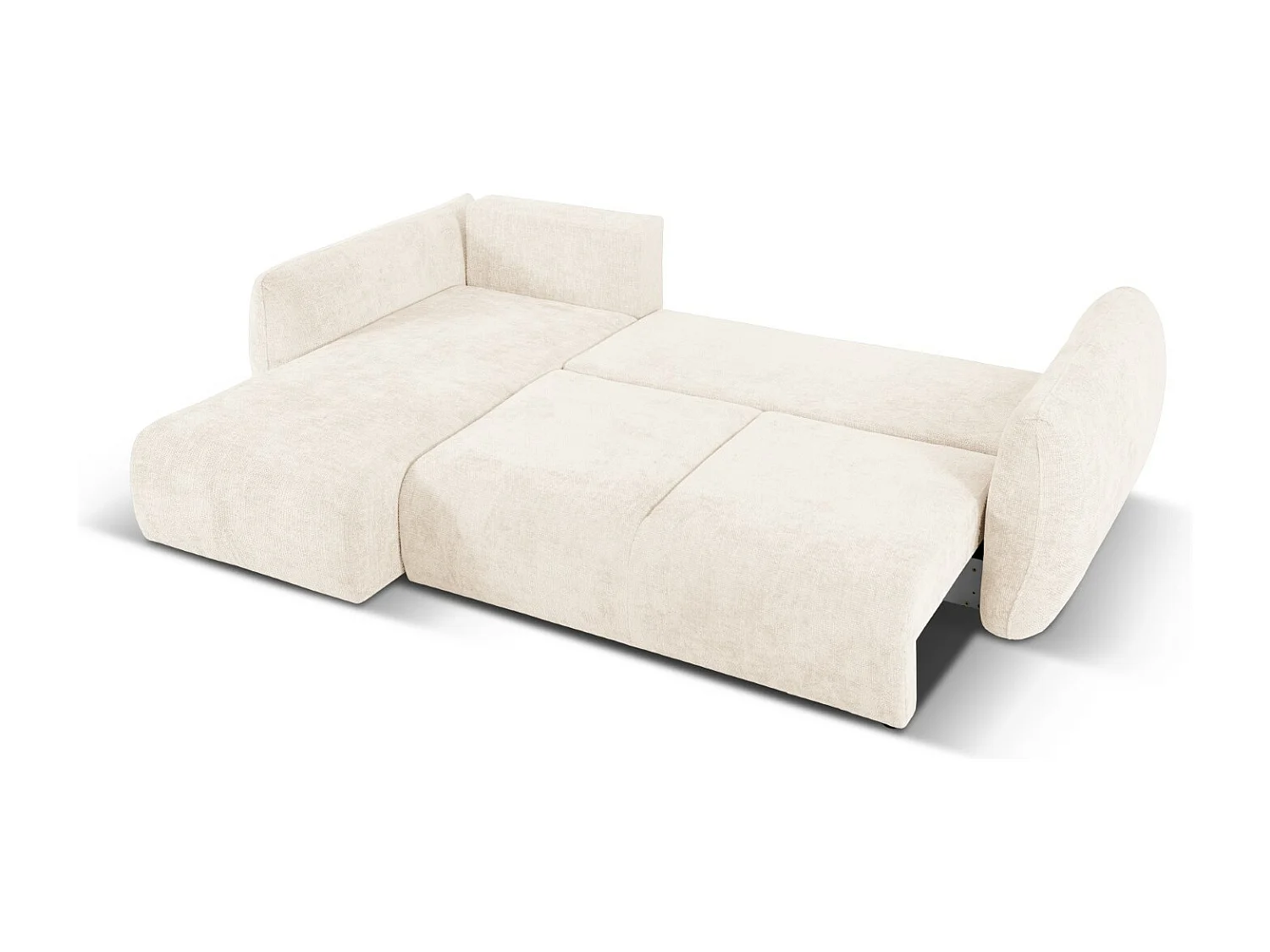 Cosmopolitan Design - Canapé d'angle gauche convertible avec coffre de rangement "Matera" 4 places en chenille beige clair - 253x173x86cm
