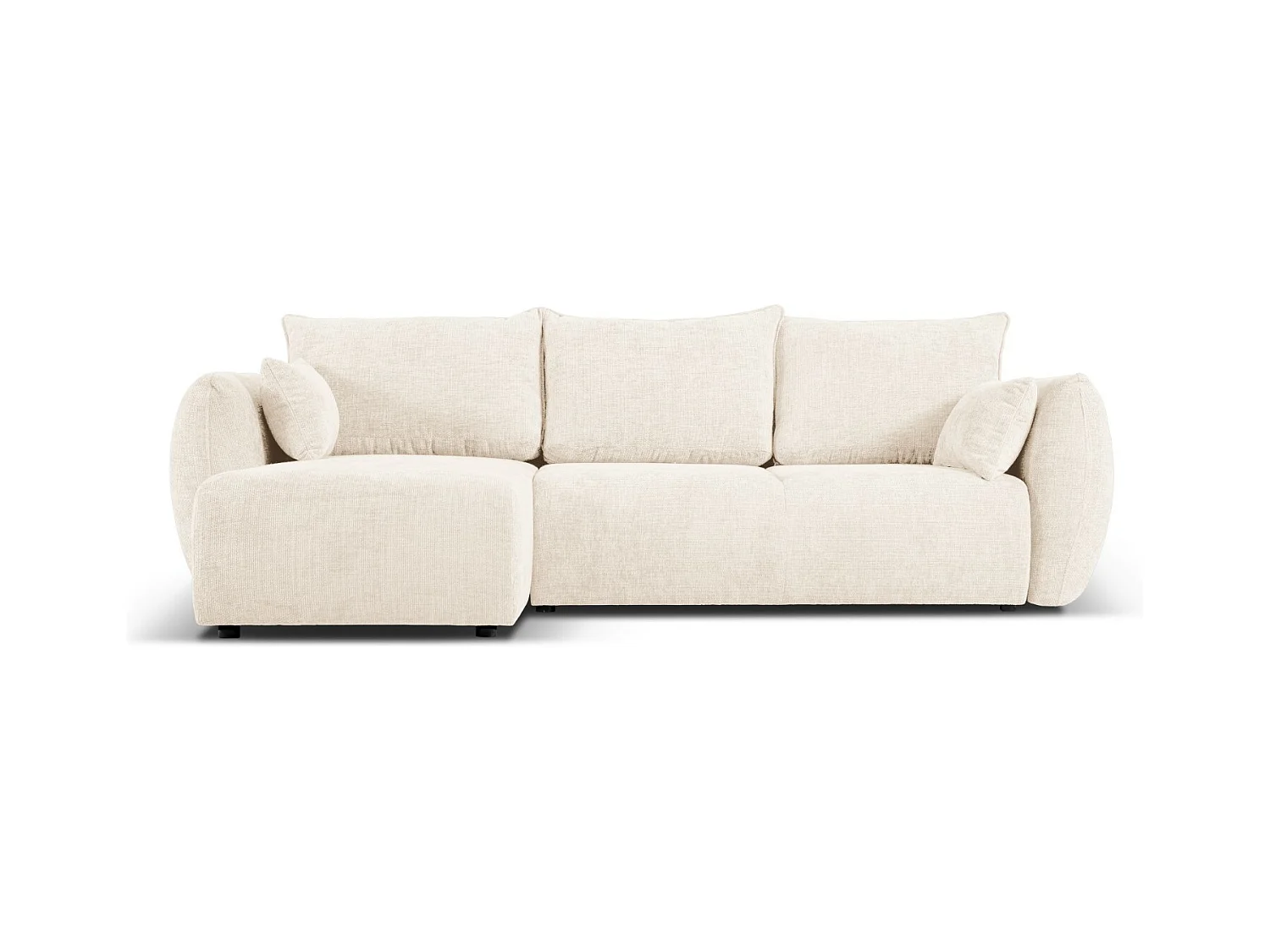 Cosmopolitan Design - Canapé d'angle gauche convertible avec coffre de rangement "Matera" 4 places en chenille beige clair - 253x173x86cm