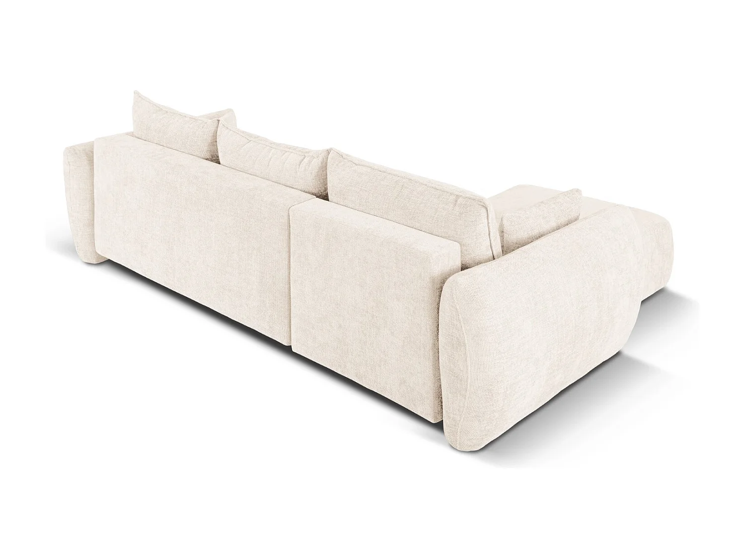 Cosmopolitan Design - Canapé d'angle gauche convertible avec coffre de rangement "Matera" 4 places en chenille beige clair - 253x173x86cm