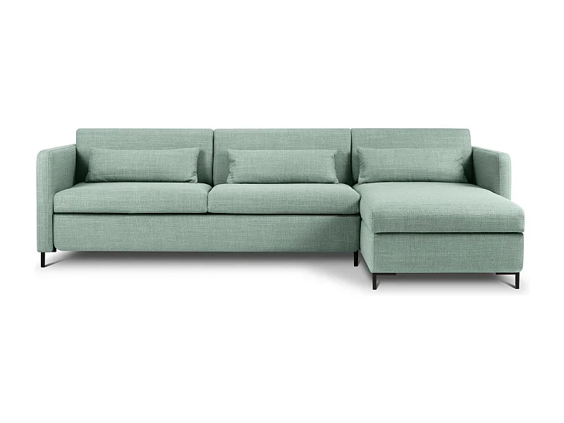 CXL by Christian Lacroix - Divano convertibile angolare destro con contenitore "Yanis" 5 posti in tessuto strutturato menta - 280x170x80cm