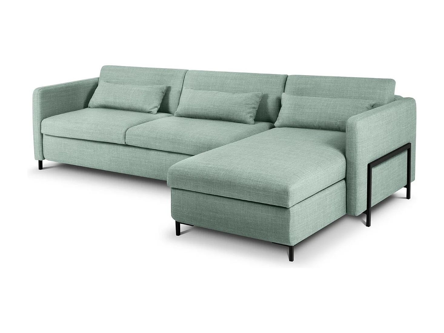 CXL by Christian Lacroix - 5-Sitzer ausklappbares Ecksofa rechts mit Container "Yanis" Sitzer aus strukturiertem Stoff minze - 280x170x80cm