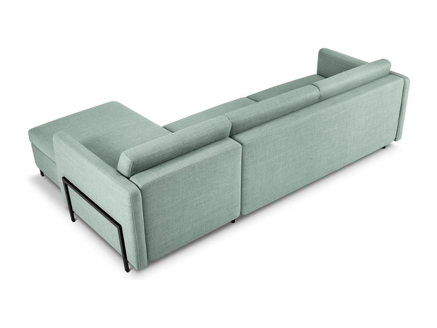 CXL by Christian Lacroix - 5-Sitzer ausklappbares Ecksofa rechts mit Container "Yanis" Sitzer aus strukturiertem Stoff minze - 280x170x80cm