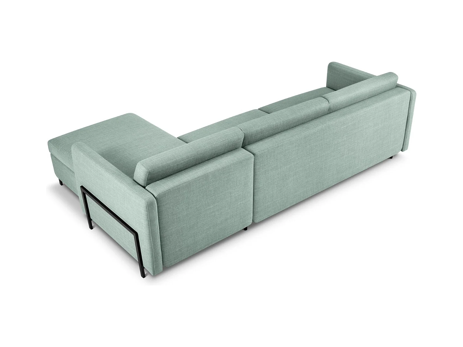 CXL by Christian Lacroix - Canapé d'angle droit convertible avec coffre de rangement "Yanis" 5 places en tissu structurel menthe - 280x170x80cm