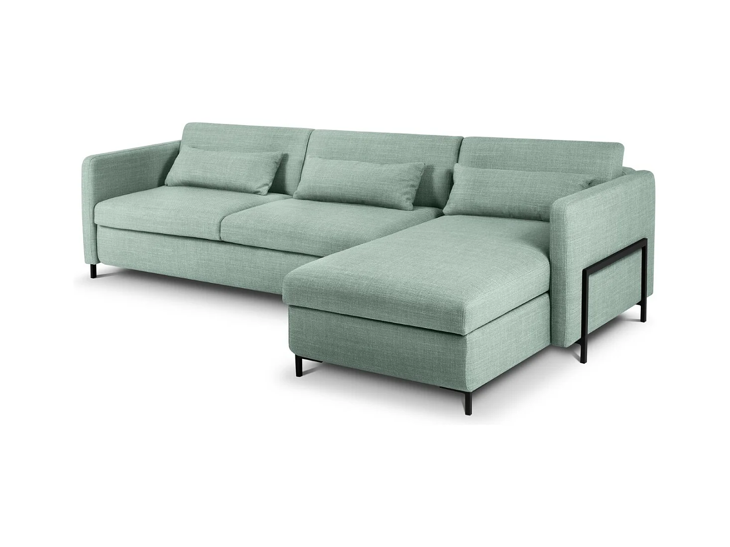 CXL by Christian Lacroix - Canapé d'angle droit convertible avec coffre de rangement "Yanis" 5 places en tissu structurel menthe - 280x170x80cm