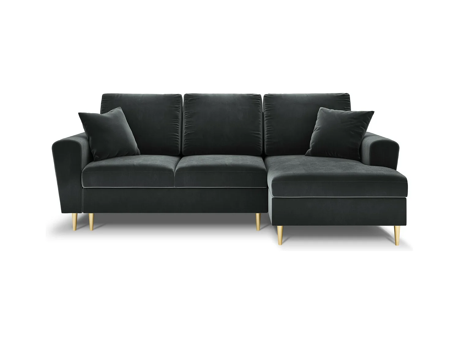 Cosmopolitan Design - Canapé d'angle droit convertible avec coffre de rangement "Kyoto" 4 places en velours gris foncé - 241x145x88cm