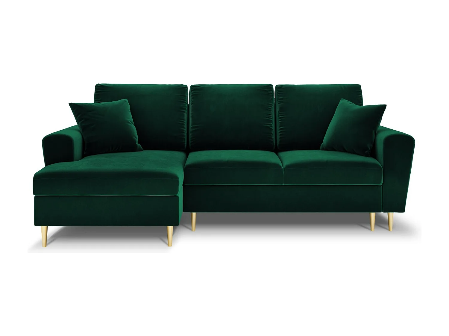 Cosmopolitan Design - Canapé d'angle gauche convertible avec coffre de rangement "Kyoto" 4 places en velours vert bouteille - 241x145x88cm