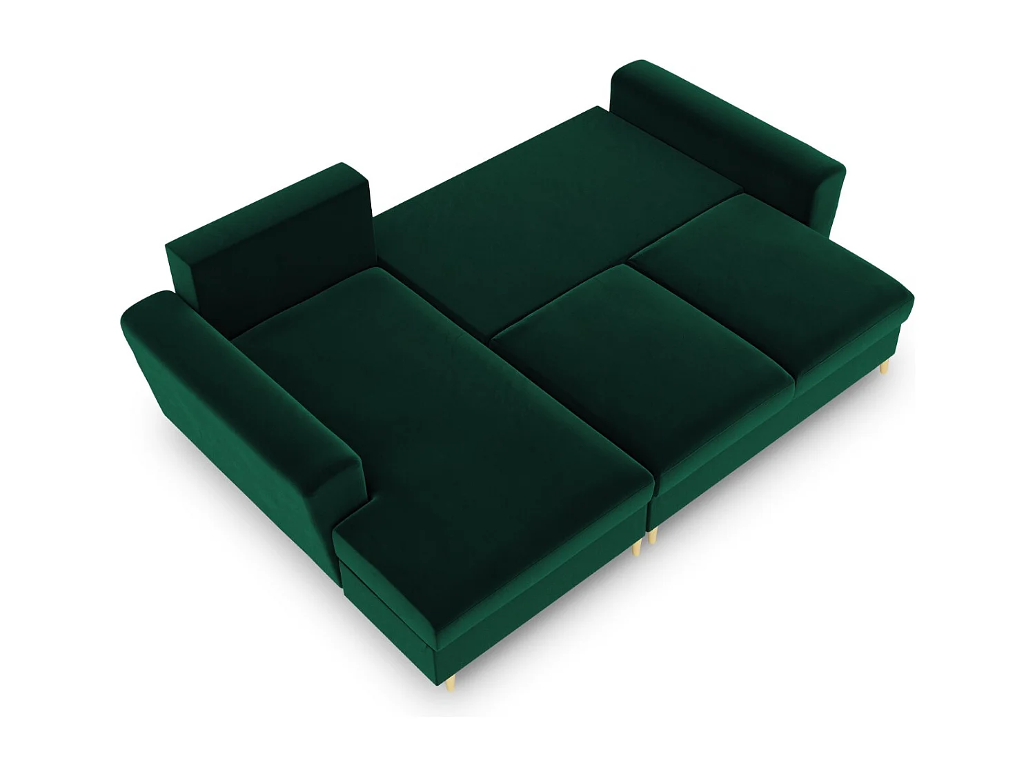 Cosmopolitan Design - Canapé d'angle gauche convertible avec coffre de rangement "Kyoto" 4 places en velours vert bouteille - 241x145x88cm