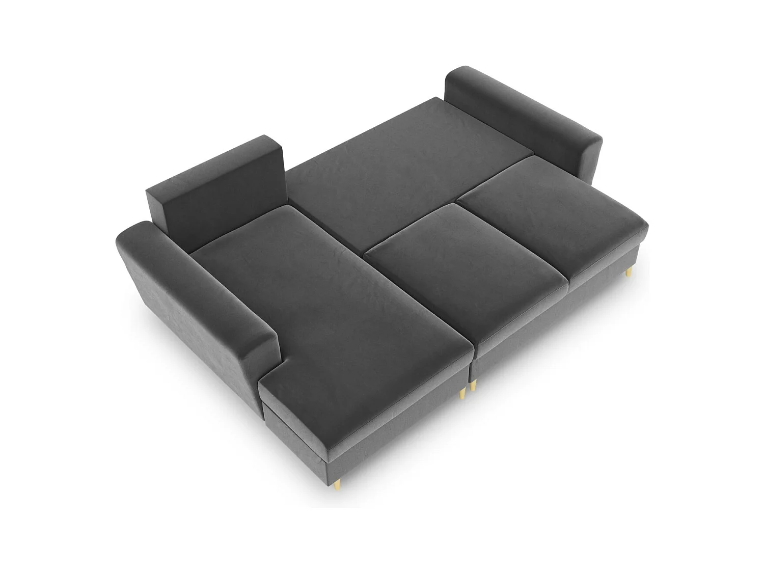 Cosmopolitan Design - Canapé d'angle gauche convertible avec coffre de rangement "Kyoto" 4 places en velours gris clair - 241x145x88cm