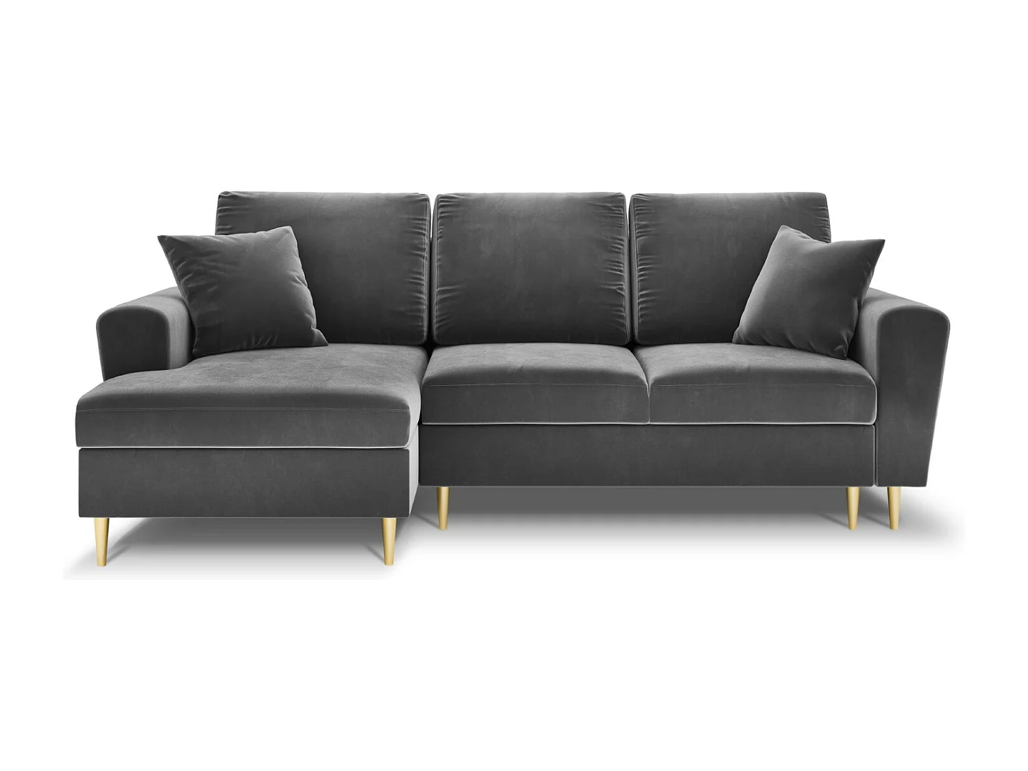 Cosmopolitan Design - Canapé d'angle gauche convertible avec coffre de rangement "Kyoto" 4 places en velours gris clair - 241x145x88cm