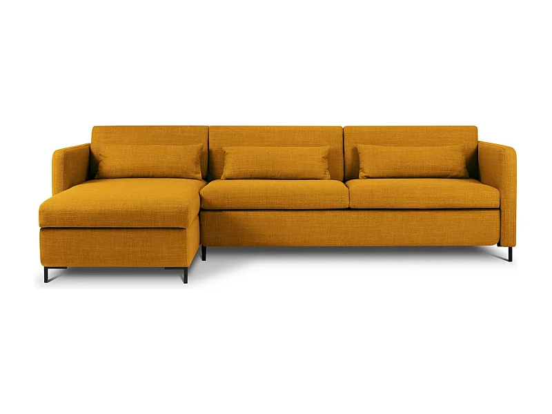 CXL by Christian Lacroix - 5-Sitzer ausklappbares Ecksofa links mit Container "Yanis" Sitzer aus strukturiertem Stoff gold - 280x170x80cm
