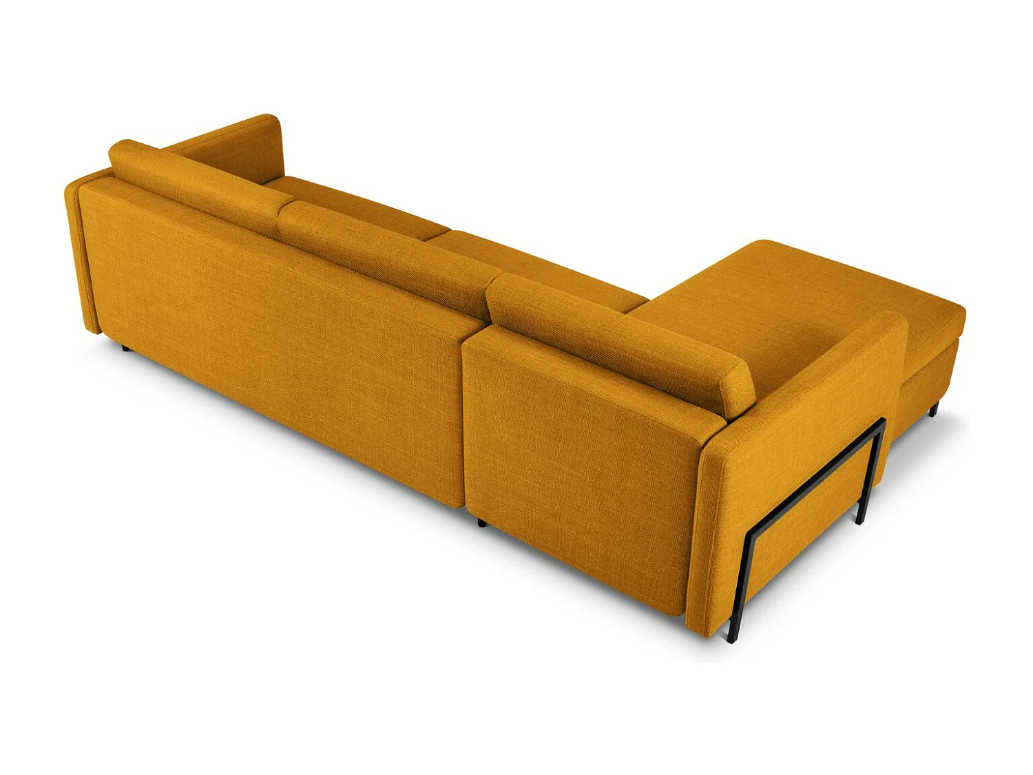 CXL by Christian Lacroix - Canapé d'angle gauche convertible avec coffre de rangement "Yanis" 5 places en tissu structurel or - 280x170x80cm