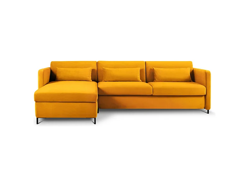 CXL by Christian Lacroix - 4-Sitzer ausklappbares Ecksofa links "Yanis" Sitzer aus Samt gelb - 260x170x80cm